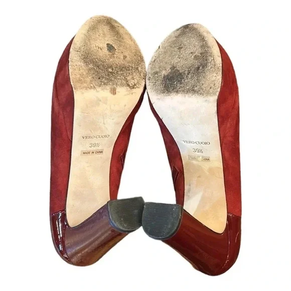 Barneys New York Co-Op Burgundy Suede Platform Ankle Booties Size 9 - Picture 11 of 12